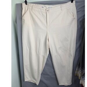 Ava & Viv Plus 26 Cream Off White High Rise Tapered Leg Trouser Pants Women